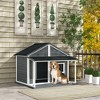 Outdoor Dog House Cabin Styleen Raised Pet Kennel with Asphalt Roof, Front Door, Side Window, Porch for Medium and Large Dogs - 2 of 4