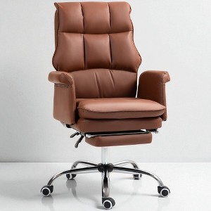 Mshliw PU Leather Executive Office Chair with Footrest, 155° Recline, Adjustable Height, Swivel Wheels & Ergonomic Foam Padding - 1 of 4