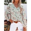 Coolmee Women's Blouses Floral Boho Tops V Neck Lightweight Long Sleeve Shirts Fall Dressy Casual Vacation Outfits - 2 of 4