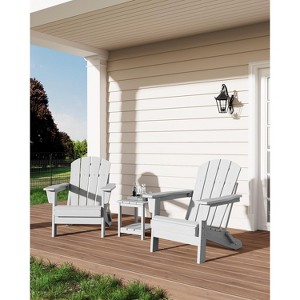 Folding Adirondack Chairs Set of 2 with Side Table - HDPE Poly Lumber, 380lb Capacity & Weather-Resistant for Patio, Fire Pit - 1 of 4
