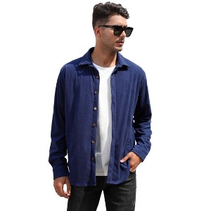 Men's corduroy longsleeved shirt classic button style ,with pleats at the back and pockets on the chest - 1 of 4