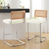 Bekrvio Bar Stools Set of 2/3/4, 26”/30" Barstool with Rattan Back, Velvet-Upholstered & Chrome Frame,Mid Century Modern Kitchen Stool for Island - 2 of 4
