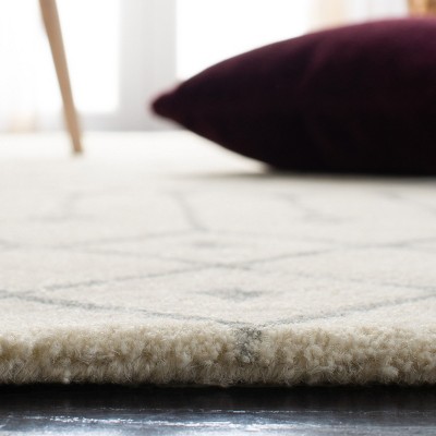Ivory and Grey 3' x 5' Hand Tufted Wool Area Rug