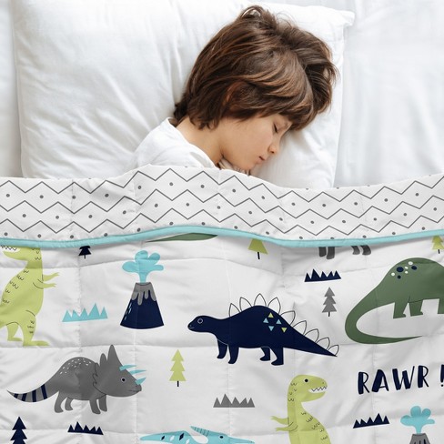 Sweet Jojo Designs Boy Toddler Weighted Blanket 5lbs. For Kids Mod Dinosaur Blue And Green Target