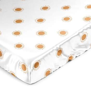 Sweet Jojo Designs Boy or Girl Gender Neutral Unisex Satin Fitted Crib Sheet Boho Sun White and Orange