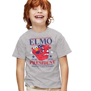 Sesame Street Elmo For President 2024 Unisex Youth T Shirt, Athletic Heather - 1 of 4