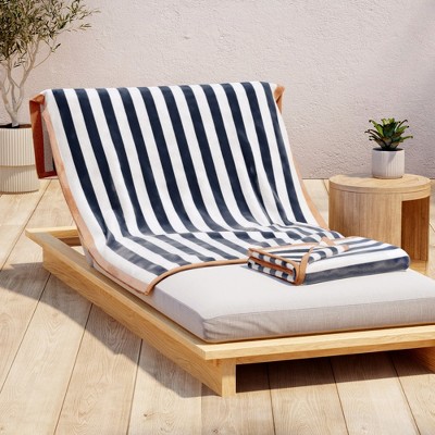100% Cotton Stripe Border Oversized Beach Towels - Great Bay Home