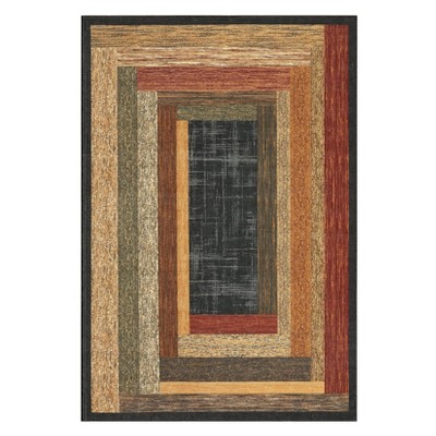 Washable Modern Bordered Rug Non Slip Low Pile Rug Soft Throw Floor Cover Foldable Indoor Carpet for Living Room Bedroom,Red/8'x10'