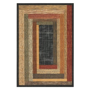 Washable Modern Bordered Rug Non Slip Low Pile Rug Soft Throw Floor Cover Foldable Indoor Carpet for Living Room Bedroom,Red/8'x10' - 1 of 4