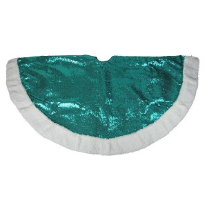 Northlight 47" Green and White Paillette Sequins Christmas Tree Skirt - 1 of 3