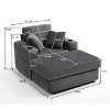 Corduroy Chaise Lounge Sofa,Upholstered Accent Chair with Cup Holder and Storage Pocket,Modern Lounge Chair for Living Room or Bedroom-Koiai - 4 of 4