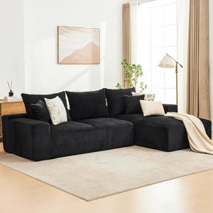 110 Inch Oversized L-Shaped Sofa, Cloud Sectional Couch with Chaise & Throw Pillows, Soft Corduroy Boneless Memory Foam Sofa for Living Rooms - 1 of 4