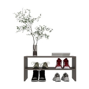 AZL1 Life Concept Shoe Rack Norris with 2 Shelves Melamine Particle Board Walnut Easy Assembly for Bedroom Small Spaces, Gray, 32.68"*18.5"*3.54" - 1 of 4
