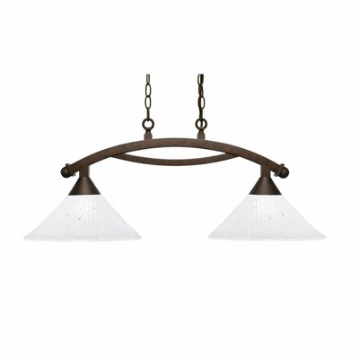 Toltec Lighting Bow 2 - Light Island Pendant Light in  Bronze with 12" Frosted Crystal Shade