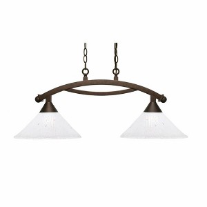 Toltec Lighting Bow 2 - Light Island Pendant Light in  Bronze with 12" Frosted Crystal Shade - 1 of 1