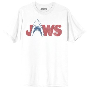 Jaws Franchise Shark A Vintage on White Short Sleeve Adult T-Shirt - 1 of 3