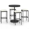 vidaXL 5 Piece Patio Bar Set with Cushions Poly Rattan Black - 2 of 4