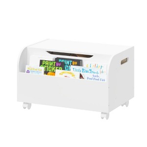 Ruvalino Decorative Storage Cabinets Toy Organizer with Wheels and Bookshelf for Kids Room Nursery, White, 23.62"*15.75"*14.4" - 1 of 4