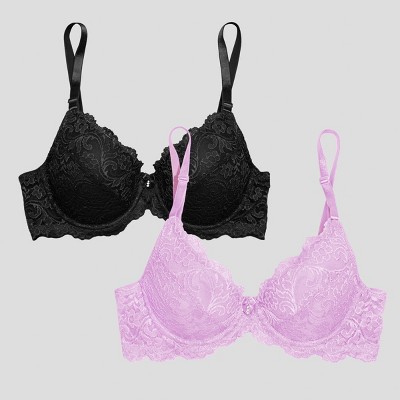 Smart & Sexy Womens Signature Lace Push-up Bra 2-pack Black Hue/stellar ...