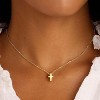Dainty Side Cross Necklace 14K Gold Plated Layered Choker Gift for Girls Cross Necklace Gold-0.75"*1.26" - 2 of 4
