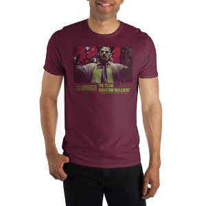 Texas Chainsaw Horror Movie Mens Short Sleeve Maroon Shirt - 1 of 1