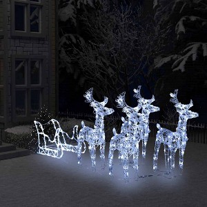 Reindeer And Sleigh Christmas Decoration Cool White - 1 of 4