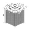 Gulches 22" Square Propane Fire Pit Table - 50,000 BTU Black Steel & PE Wicker, CSA/ETL Approved, Glass Wind Guard/Rain Cover - 2 of 4