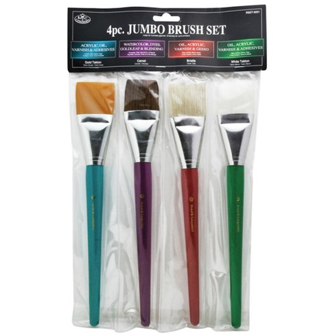 School Smart White Bristle Long Handle Paint Brush, 1/2 inch, Pack of 12