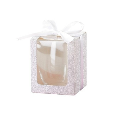 Small Stemless Wine Glass Gift Box With Clear Window - White