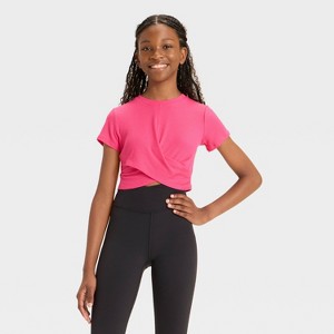 Girls' Twist Front Ribbed T-Shirt - All In Motion™ - 1 of 3