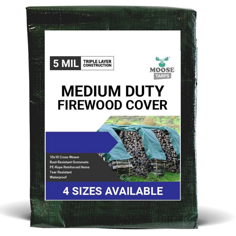 Moose Supply Waterproof Poly Tarp Firewood Cover, Green/Brown, 1 of 2