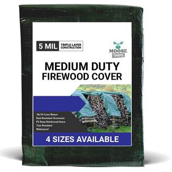 Moose Supply Waterproof Poly Tarp Firewood Cover, Green/Brown
