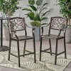 2pk Waterbury Aluminum Patio Barstools Copper - Christopher Knight Home: Traditional Scroll Design, Weather-Resistant - 2 of 4