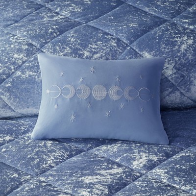 Twin/Twin XL Blue Crushed Velvet Quilted Duvet Set