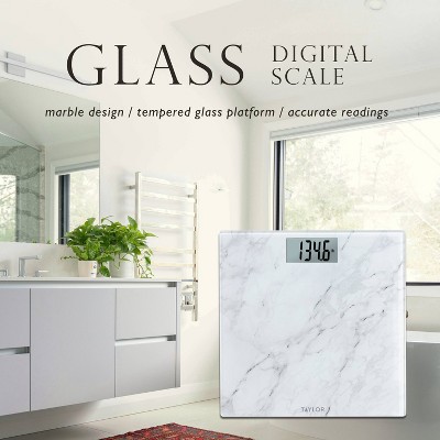 White Marble Design Digital Glass Bathroom Scale