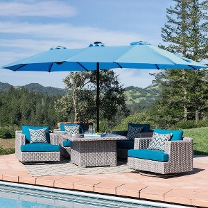 Osparple 15x9 FT Beach Umbrella Rectangular Patio Umbrella with Base Included Large Umbrella with Light and Base - 1 of 4
