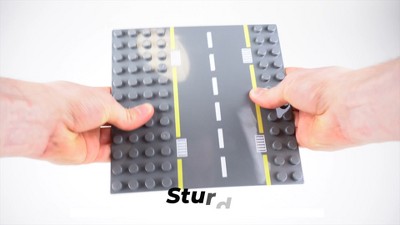 Large Gray Plastic Building Block Road Baseplates Set - 8 Pieces