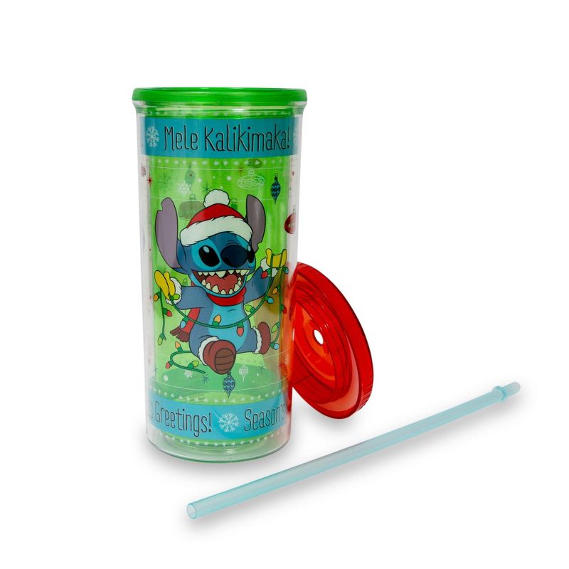 Silver Buffalo Disney Lilo & Stitch Holiday Lights Carnival Cup With Lid And Straw | Holds 20 Ounces, 3 of 7
