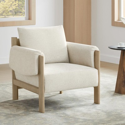 Spruce&Spring Mid Century Modern Upholstered Accent Arm Chair with Wood Legs