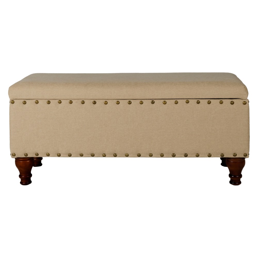 Large Storage Ottoman Bench with Nailheads - Tan - HomePop was $179.99 now $134.99 (25.0% off)