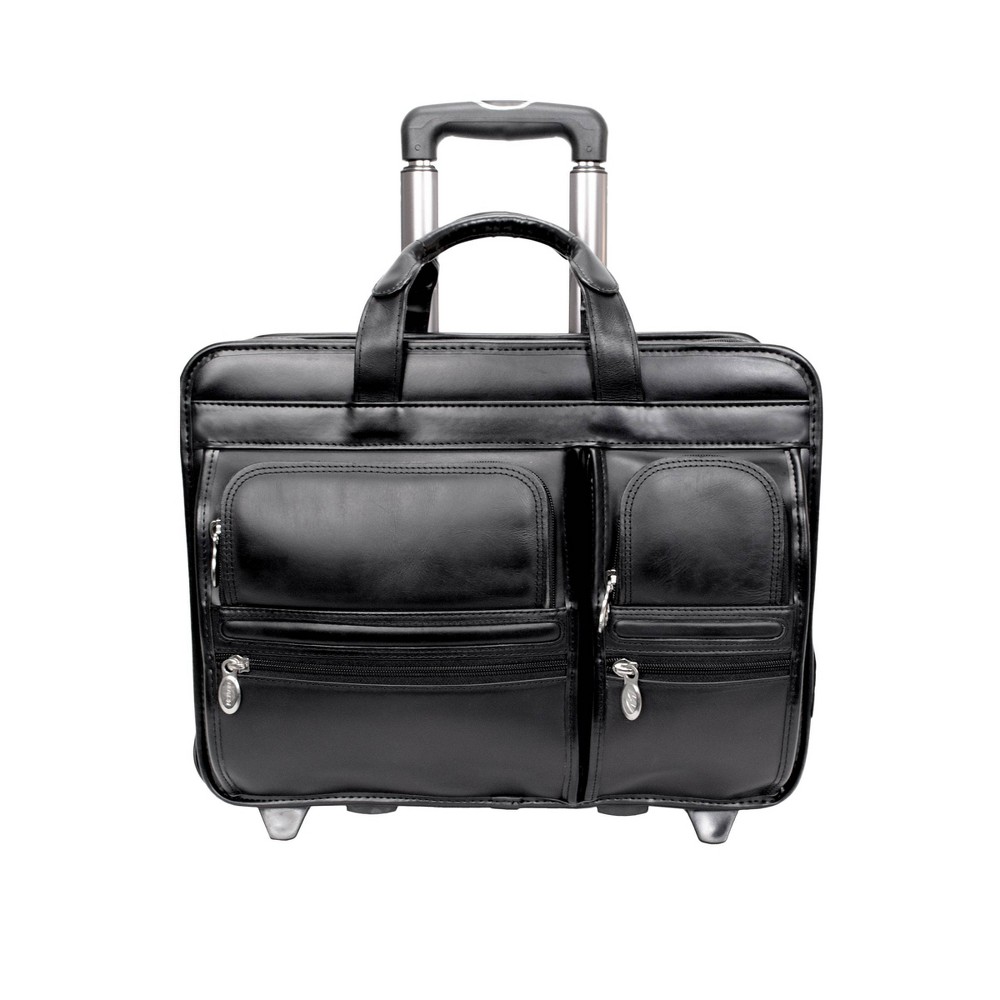 Photos - Business Briefcase McKlein Clinton Leather Patented Detachable Wheeled Laptop Bag - Black she