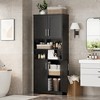 Storage Cabinet with Adjustable Shelves and Glass Doors ,Cupboard for Living Room,Freestanding Kitchen Pantry Cabinet,Bathroom Cabinet - 2 of 4