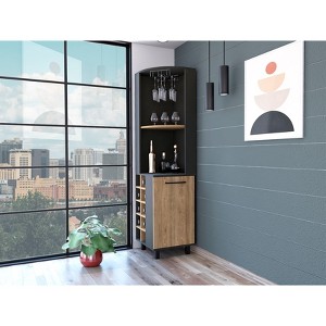 CAVINAS Corner Bar Cabinet,Corner Hutch with 4 Shelves,10-Bottle Storage Cubbies,Stemware Rack,Corner Storage Cabinet for Dining Room,Living Room - 1 of 4