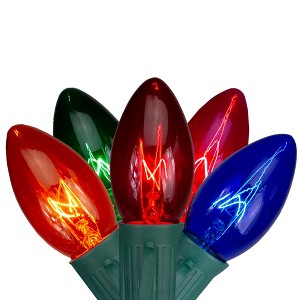 Northlight 25-Count Transparent Multi-Color C9 Twinkle Christmas Light Set, 24ft Green Wire - 1 of 3