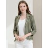 Allegra K Women's Striped 3/4 Sleeves Open Front Casual Notched Lapel Blazer - 2 of 4