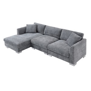 Modern Cloud Sectional Sofa L-shaped Luxury Couch Set with Chaise and Free Pillows Chenille Fabric - 1 of 4
