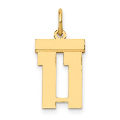 Black Bow Jewelry 14k Yellow Gold, Athletic Collection, Small Polished Number 11 Pendant