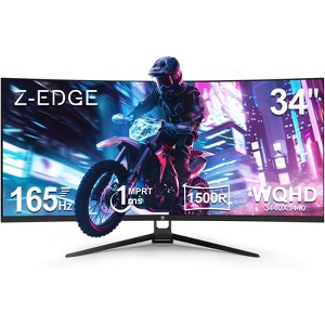 Z-EDGE UG34 34" Ultrawide 2K Curved Gaming Monitor with 165Hz Refresh Rate, WQHD(3440x1440), 21:9 Aspect Ratio, 1ms MPRT, AMD Freesync - 1 of 4