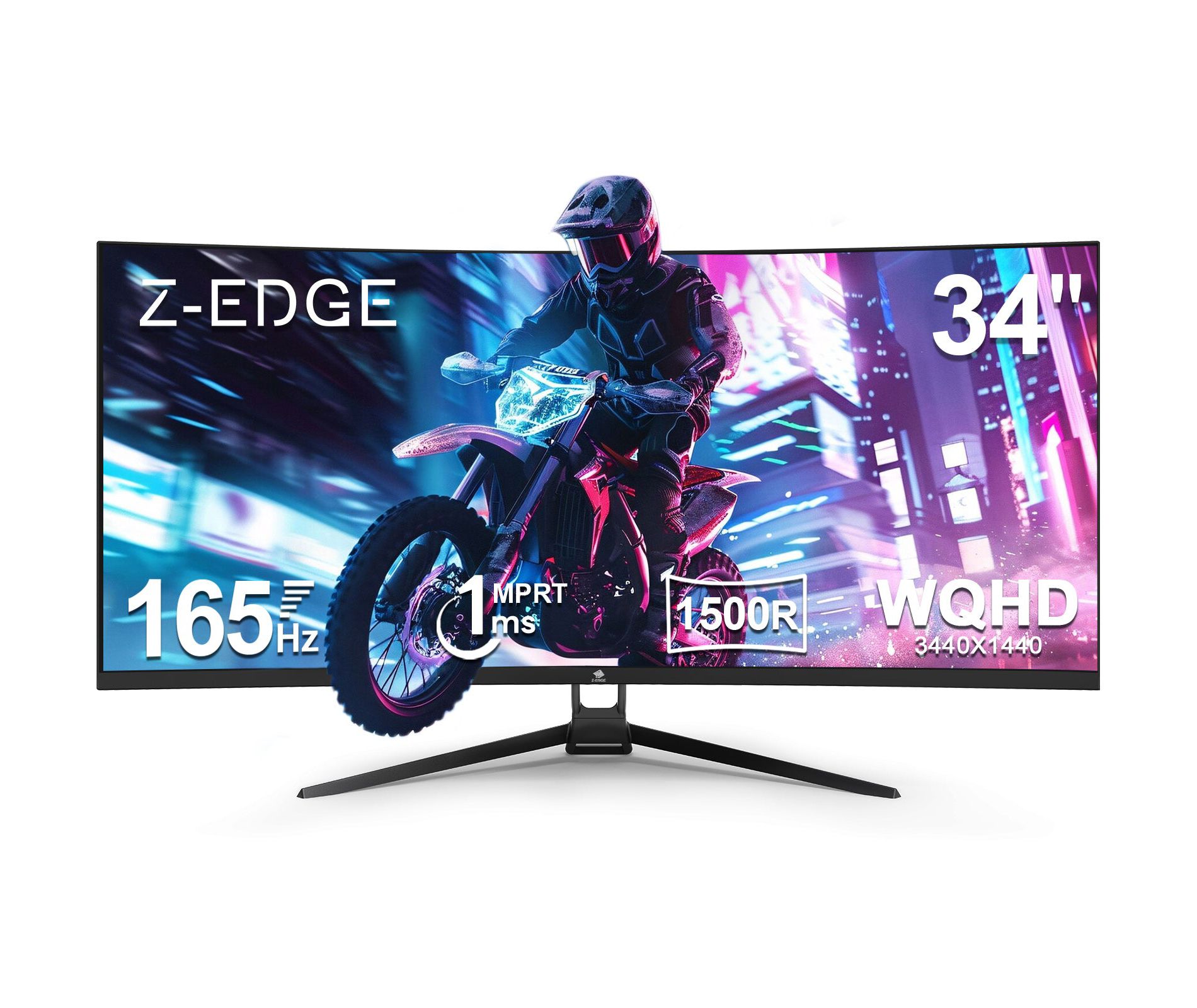 Z-EDGE UG34 34" Ultrawide 2K Curved Gaming Monitor with 165Hz Refresh Rate, WQHD(3440x1440), 21:9 Aspect Ratio, 1ms MPRT, AMD Freesync