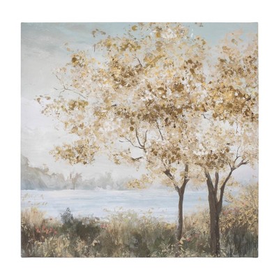 Beige and Blue Tree Landscape Canvas Art Set